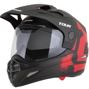 Casco da moto enduro Cassida Tour 2.0 Crew nero opaco-rosso