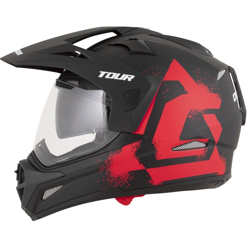 Casco da moto enduro Cassida Tour 2.0 Crew nero opaco-rosso