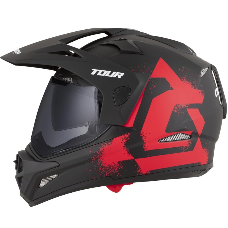 Casco da moto enduro Cassida Tour 2.0 Crew nero opaco-rosso