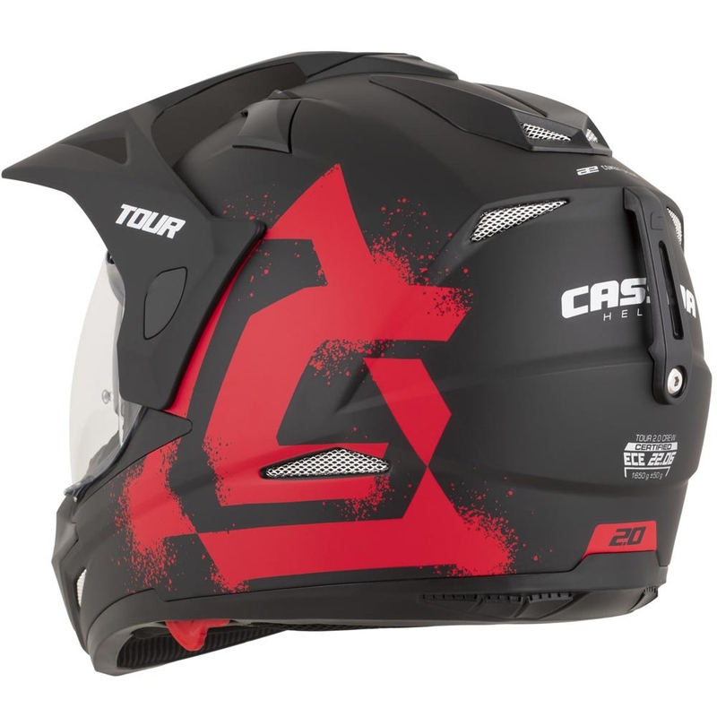 Casco da moto enduro Cassida Tour 2.0 Crew nero opaco-rosso