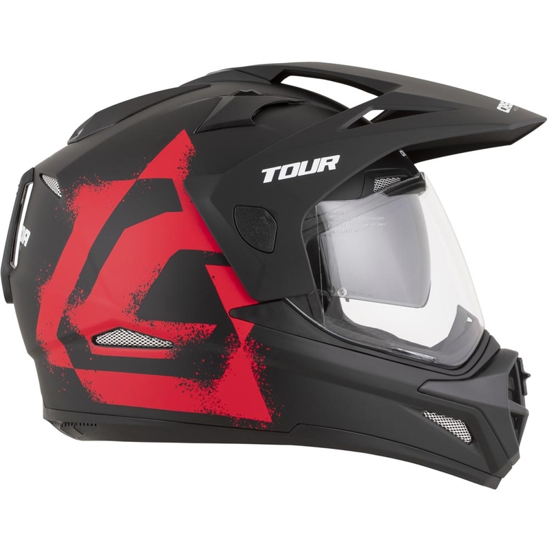 Casco da moto enduro Cassida Tour 2.0 Crew nero opaco-rosso