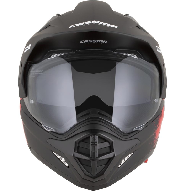 Casco da moto enduro Cassida Tour 2.0 Crew nero opaco-rosso