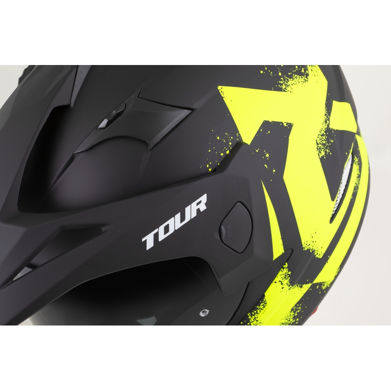 Casco da moto enduro Cassida Tour 2.0 Crew nero opaco-giallo fluo