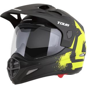 Casco da moto enduro Cassida Tour 2.0 Crew nero opaco-giallo fluo