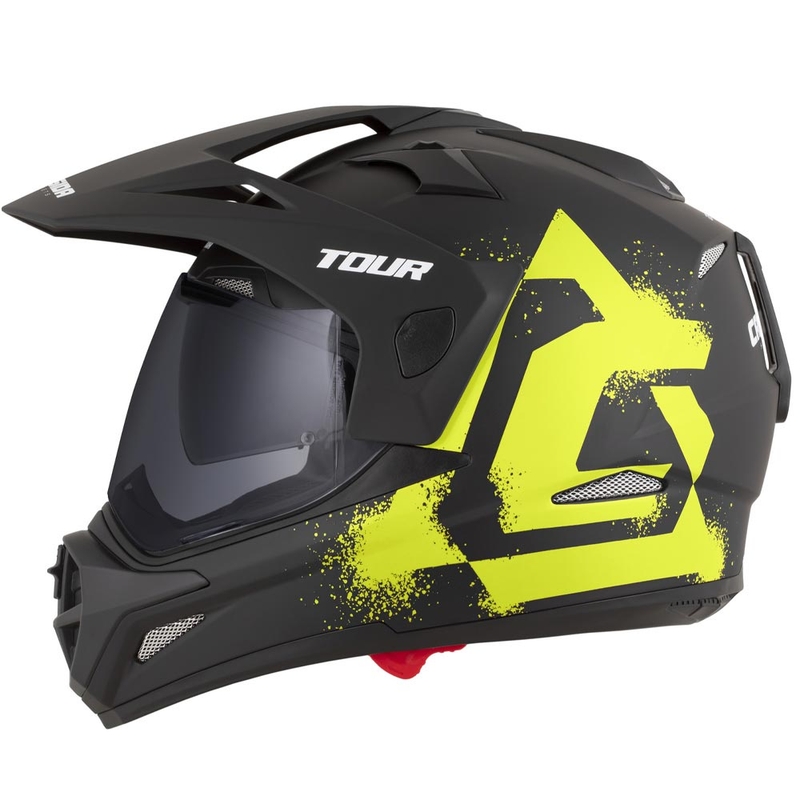 Casco da moto enduro Cassida Tour 2.0 Crew nero opaco-giallo fluo