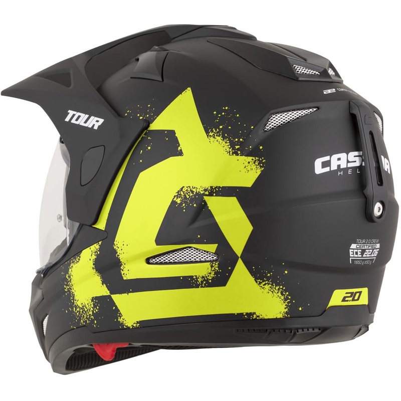 Casco da moto enduro Cassida Tour 2.0 Crew nero opaco-giallo fluo