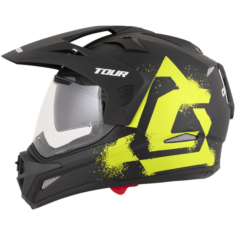 Casco da moto enduro Cassida Tour 2.0 Crew nero opaco-giallo fluo