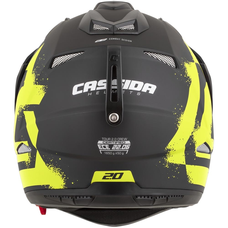 Casco da moto enduro Cassida Tour 2.0 Crew nero opaco-giallo fluo
