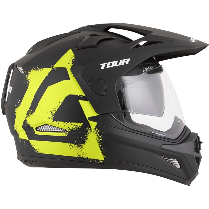 Casco da moto enduro Cassida Tour 2.0 Crew nero opaco-giallo fluo