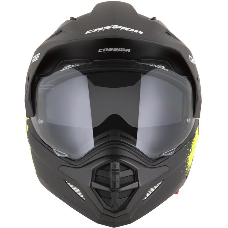 Casco da moto enduro Cassida Tour 2.0 Crew nero opaco-giallo fluo