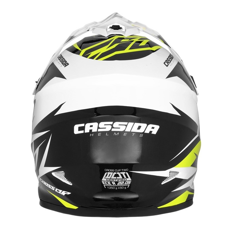 Cassida Cross Cup Two Casco da motocross nero-bianco-grigio-giallo fluo