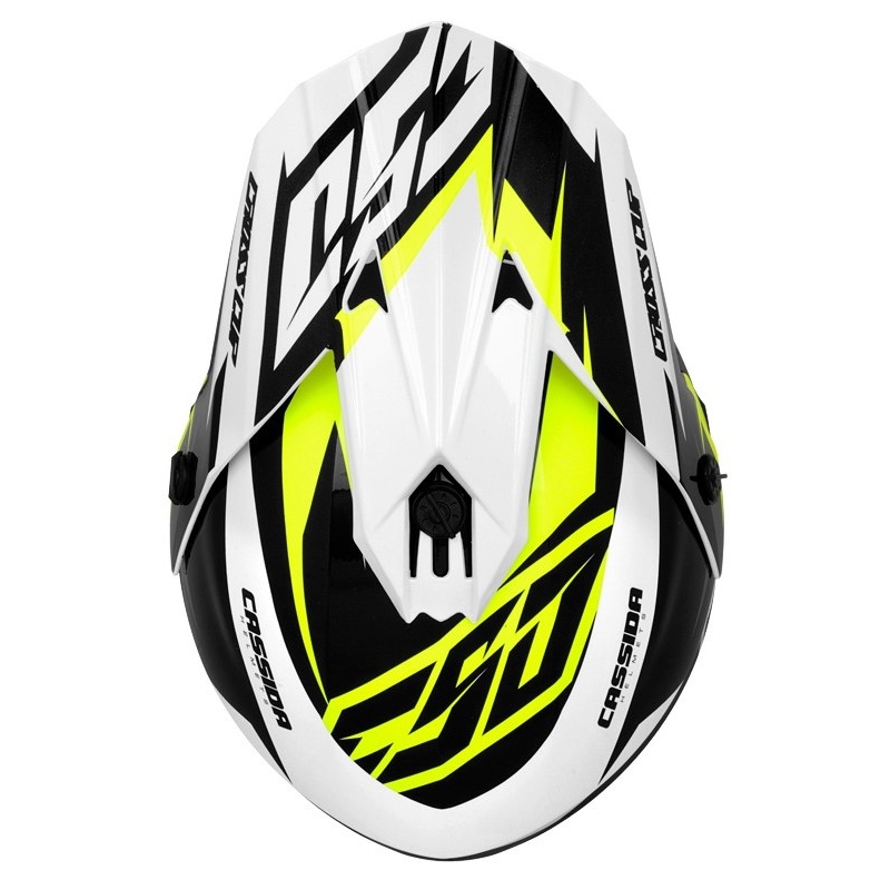 Cassida Cross Cup Two Casco da motocross nero-bianco-grigio-giallo fluo