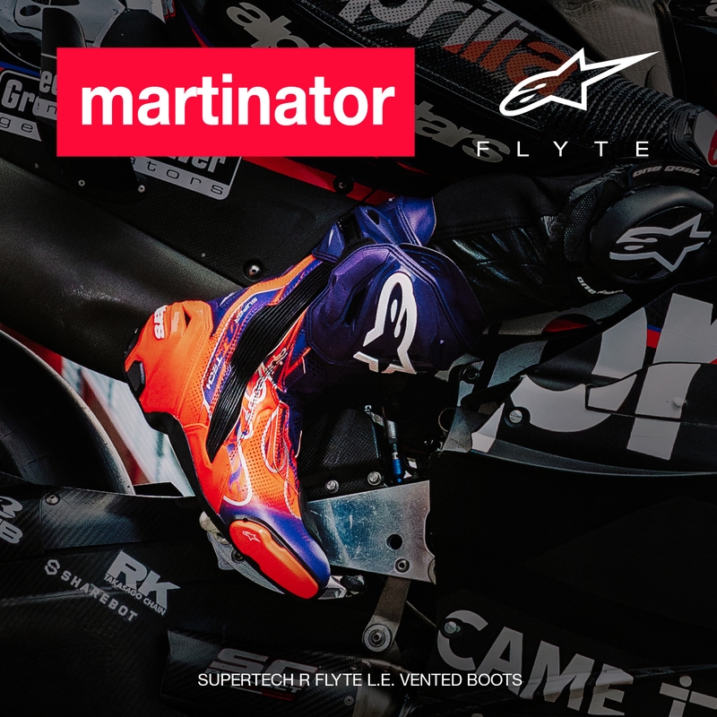 Stivali da moto Alpinestars Supertech R Vented Flyte edizione limitata Jorge Martin viola-rosso-nero