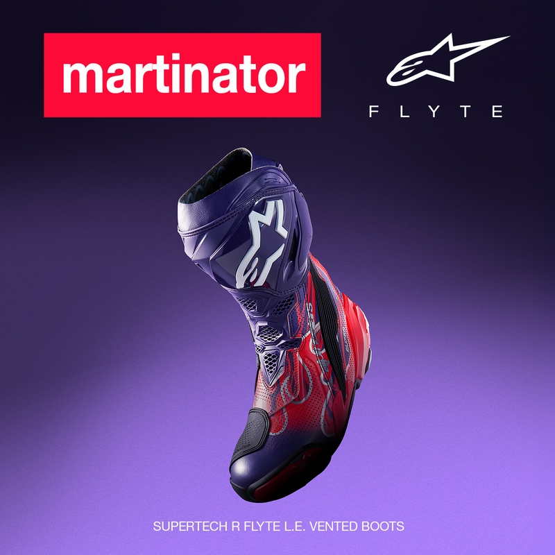 Stivali da moto Alpinestars Supertech R Vented Flyte edizione limitata Jorge Martin viola-rosso-nero