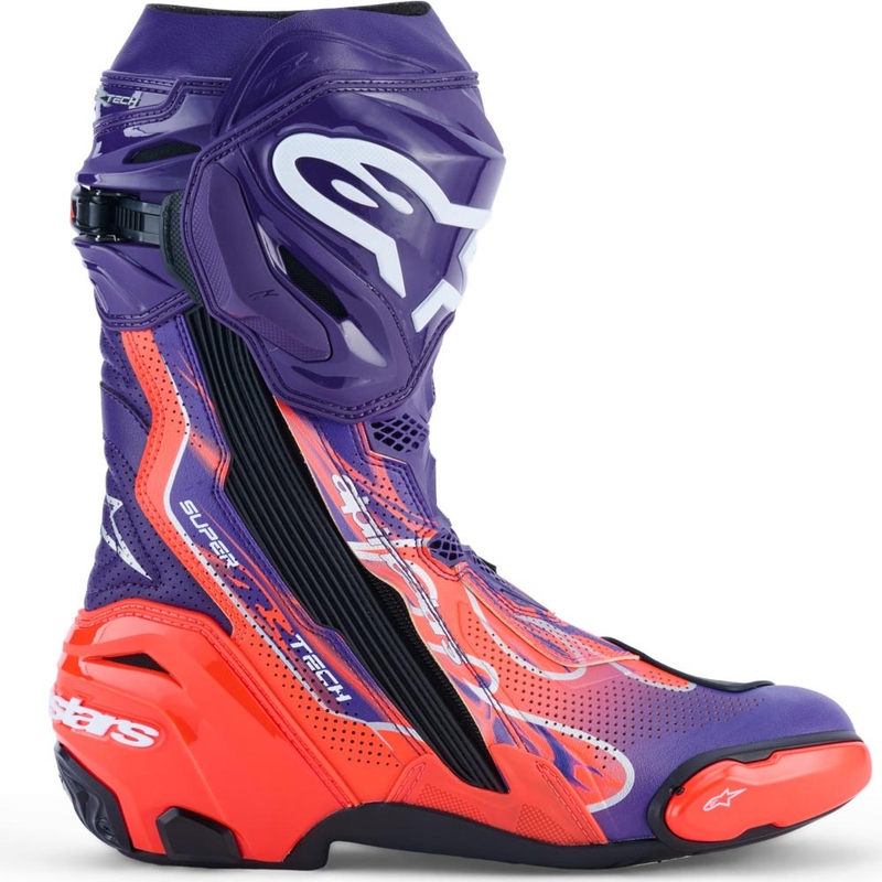 Stivali da moto Alpinestars Supertech R Vented Flyte edizione limitata Jorge Martin viola-rosso-nero