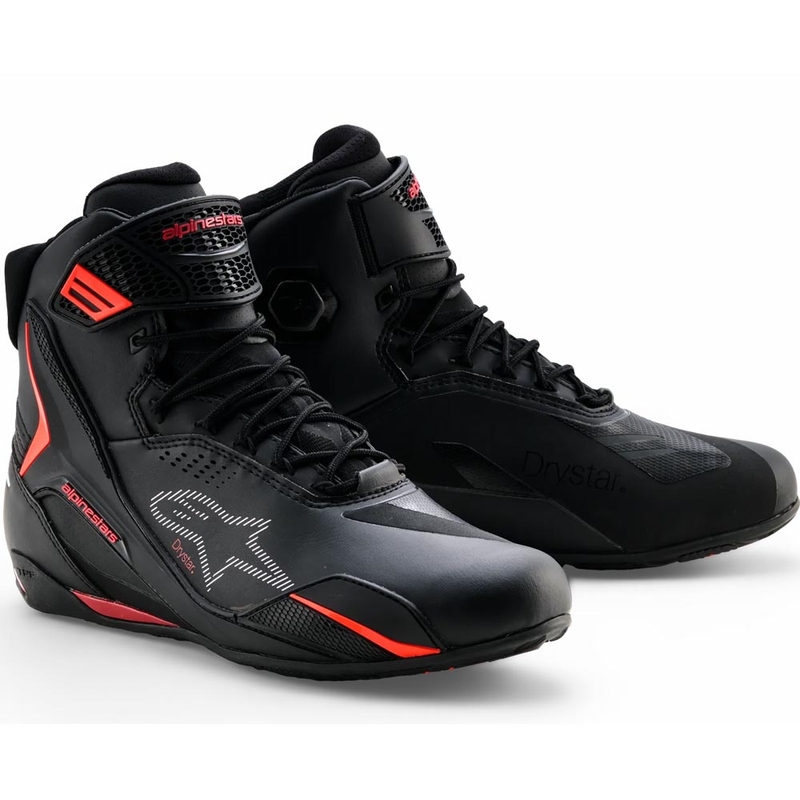 Stivali da moto Alpinestars Faster-4 Drystar neri-rosso fluo