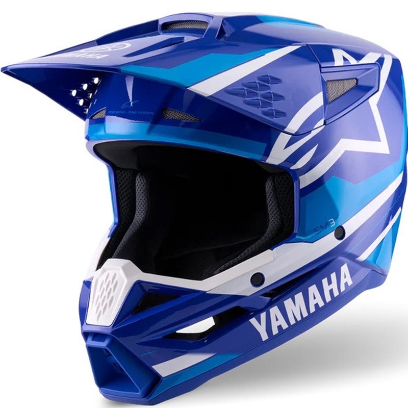 Casco da motocross Alpinestars S-M3 YAMAHA, collezione blu e bianca