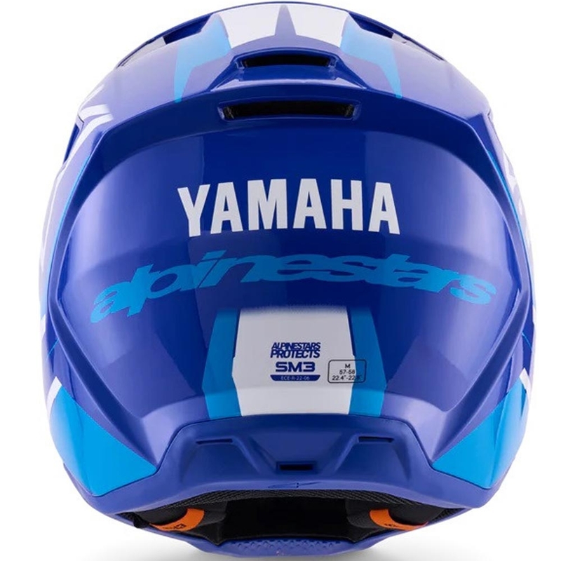 Casco da motocross Alpinestars S-M3 YAMAHA, collezione blu e bianca