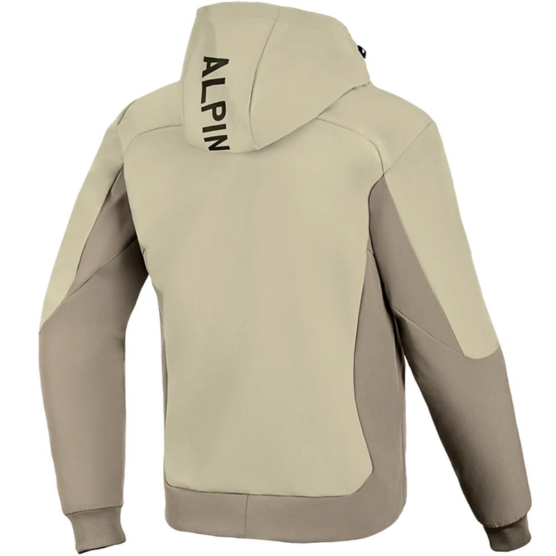 Felpa con cappuccio Alpinestars Radium Tech color sabbia, ideale per motociclisti.