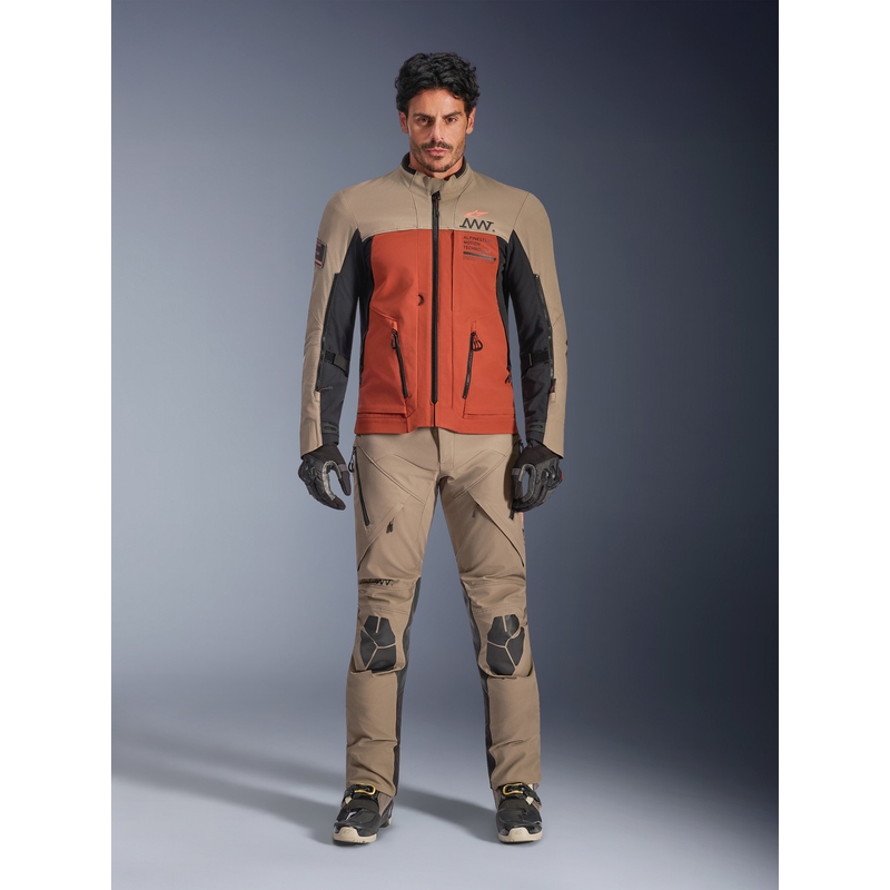 Giacca da moto Alpinestars AMT-8 Stretch Drystar XF marrone-arancione-nero