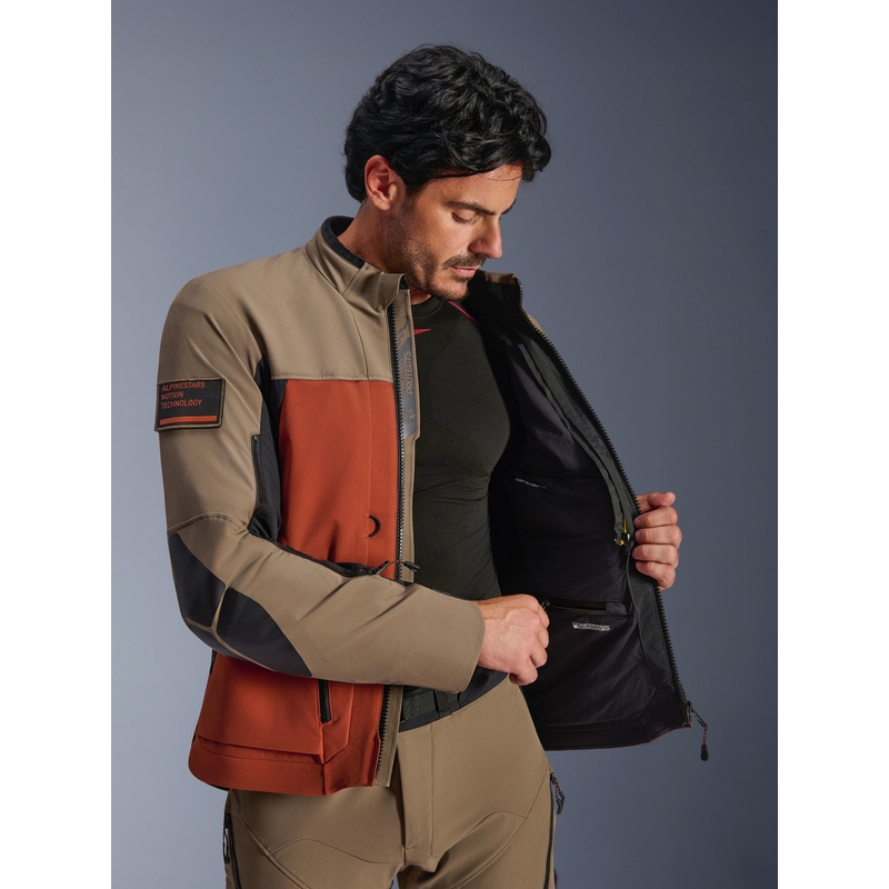 Giacca da moto Alpinestars AMT-8 Stretch Drystar XF marrone-arancione-nero