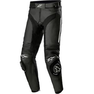 Pantaloni da moto in pelle Alpinestars Missile 3, neri e bianchi