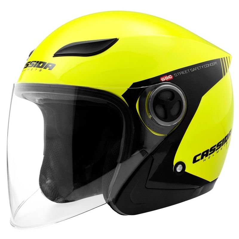 Casco moto aperto Cassida Reflex Safety nero-giallo fluo