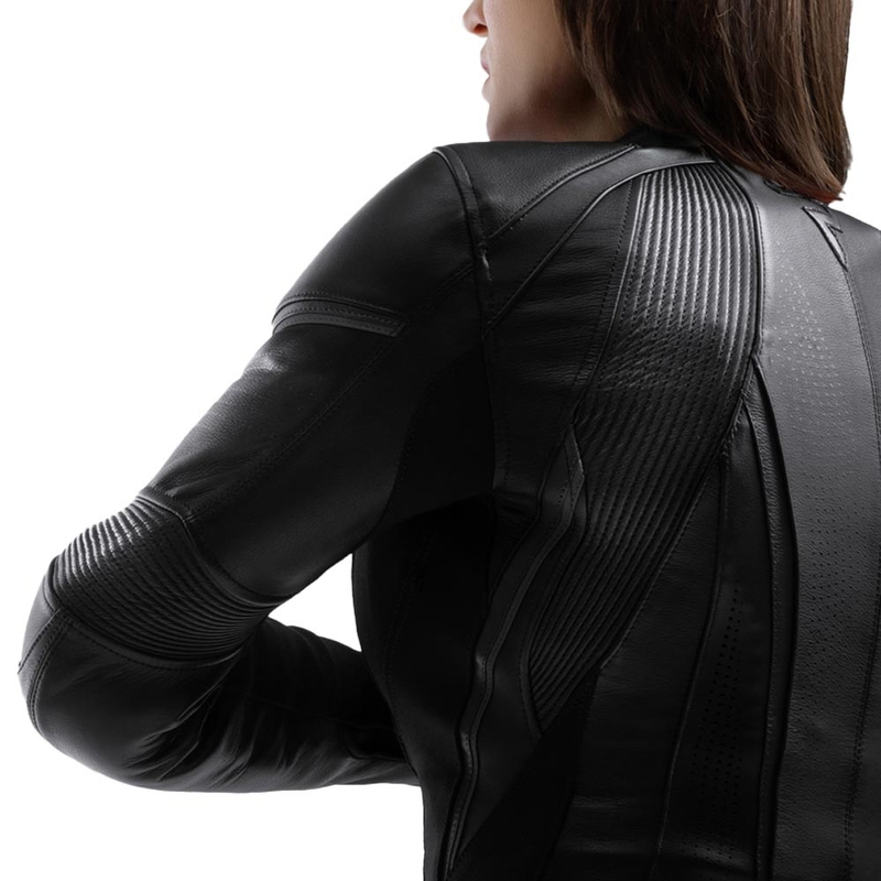 Giacca da motociclista in pelle da donna Rebelhorn Diva ST nera