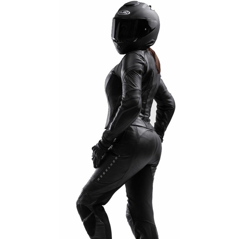 Giacca da motociclista in pelle da donna Rebelhorn Diva ST nera