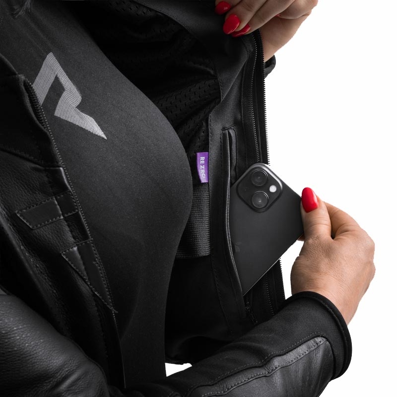 Giacca da motociclista in pelle da donna Rebelhorn Diva ST nera