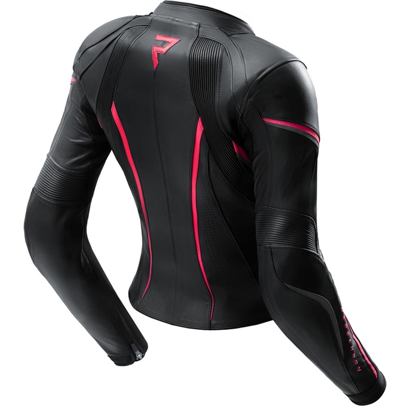 Giacca da motociclista in pelle da donna Rebelhorn Diva ST nero-rosa