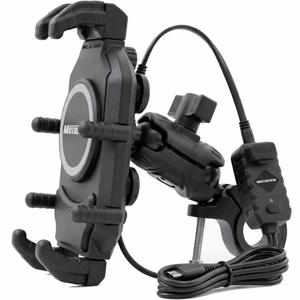 Supporto per telefono antivibrazione con caricatore wireless e presa USB-C MotoZem M26-C1 nero