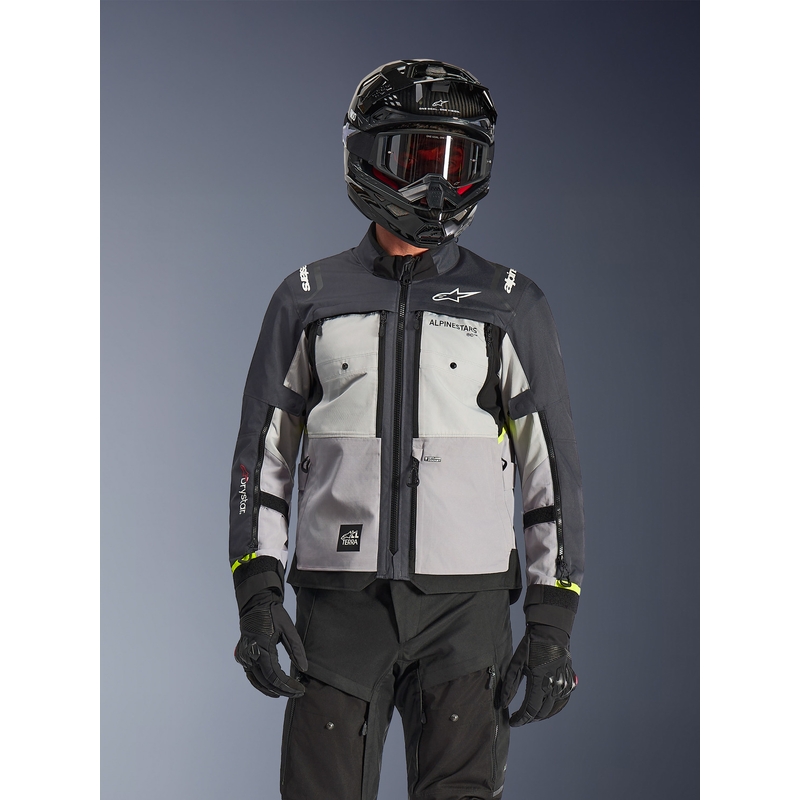 Giacca da moto Alpinestars Cusco Drystar grigio chiaro-azzurro chiaro-blu scuro