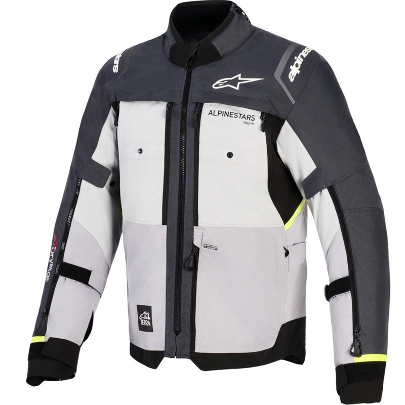 Giacca da moto Alpinestars Cusco Drystar grigio chiaro-azzurro chiaro-blu scuro