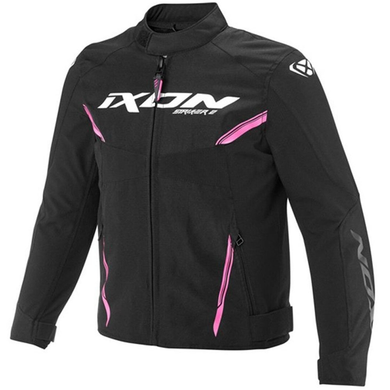 Giacca da motociclista per bambini IXON Striker 2 nero-rosa fluo