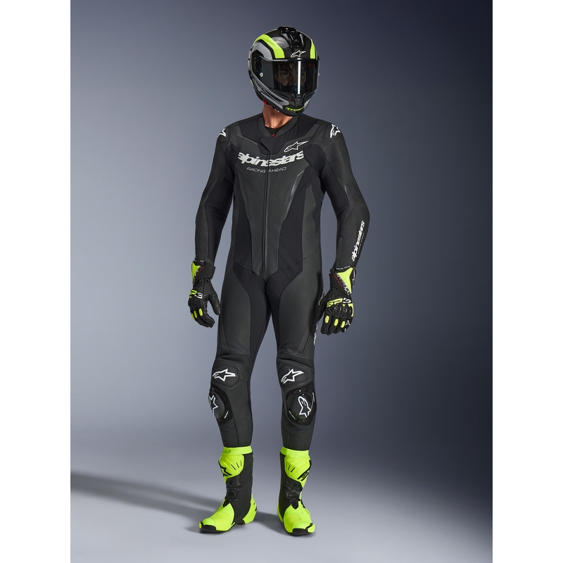 Tuta da moto intera Alpinestars GP FORCE V2 nera e bianca