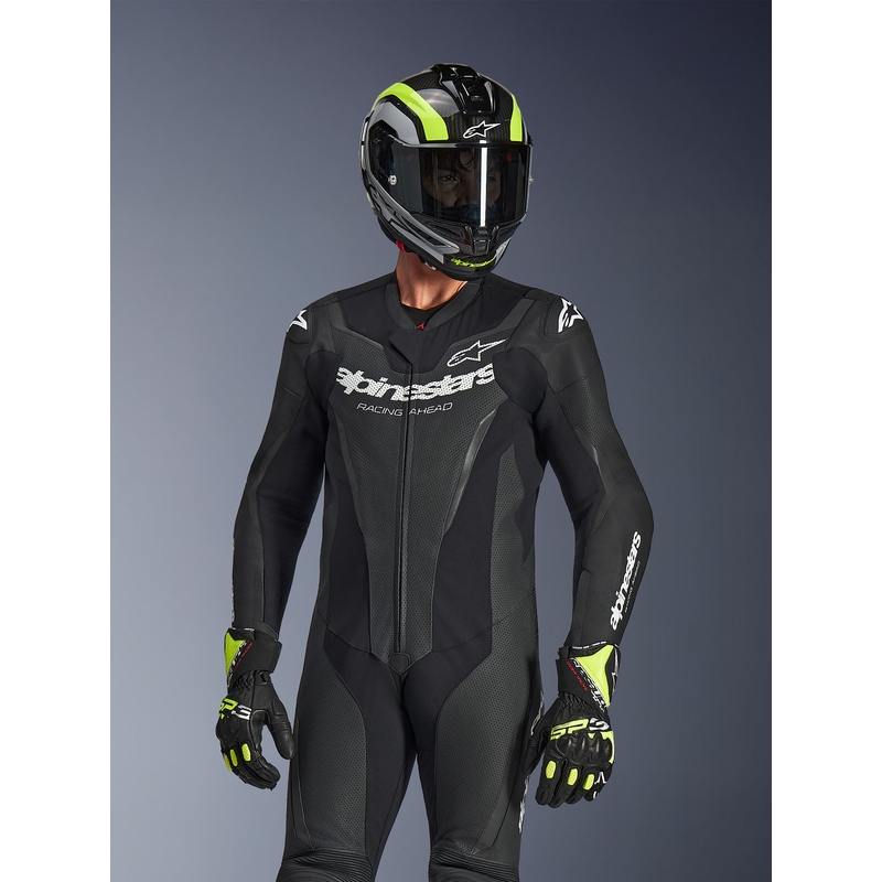 Tuta da moto intera Alpinestars GP FORCE V2 nera e bianca