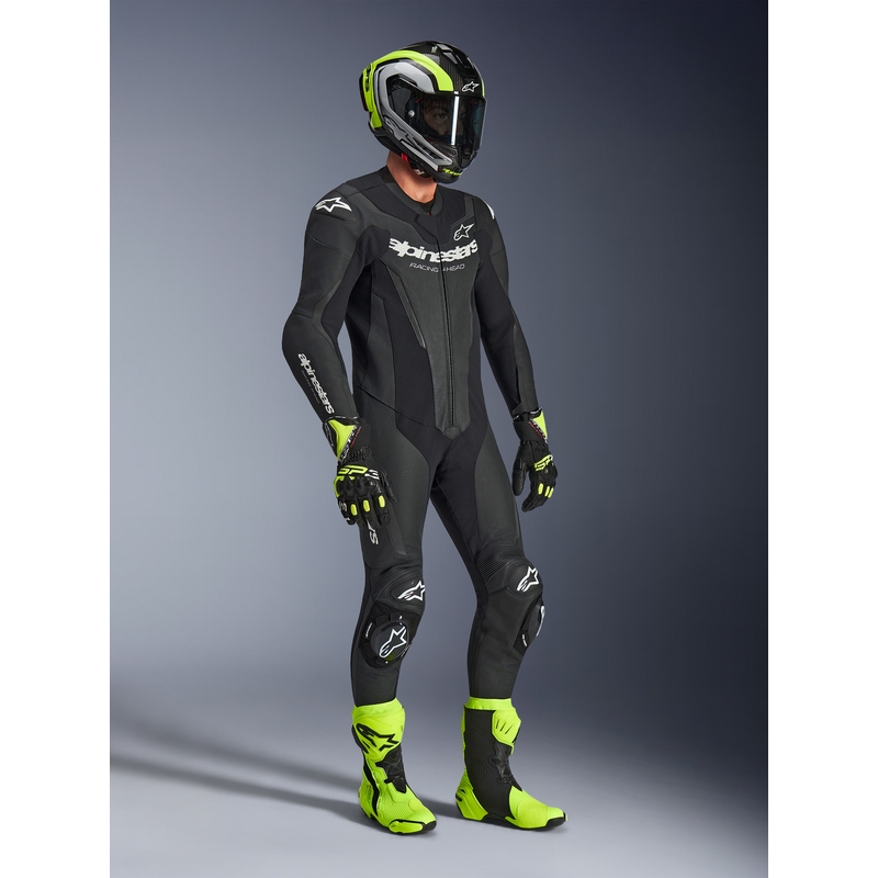 Tuta da moto intera Alpinestars GP FORCE V2 nera e bianca