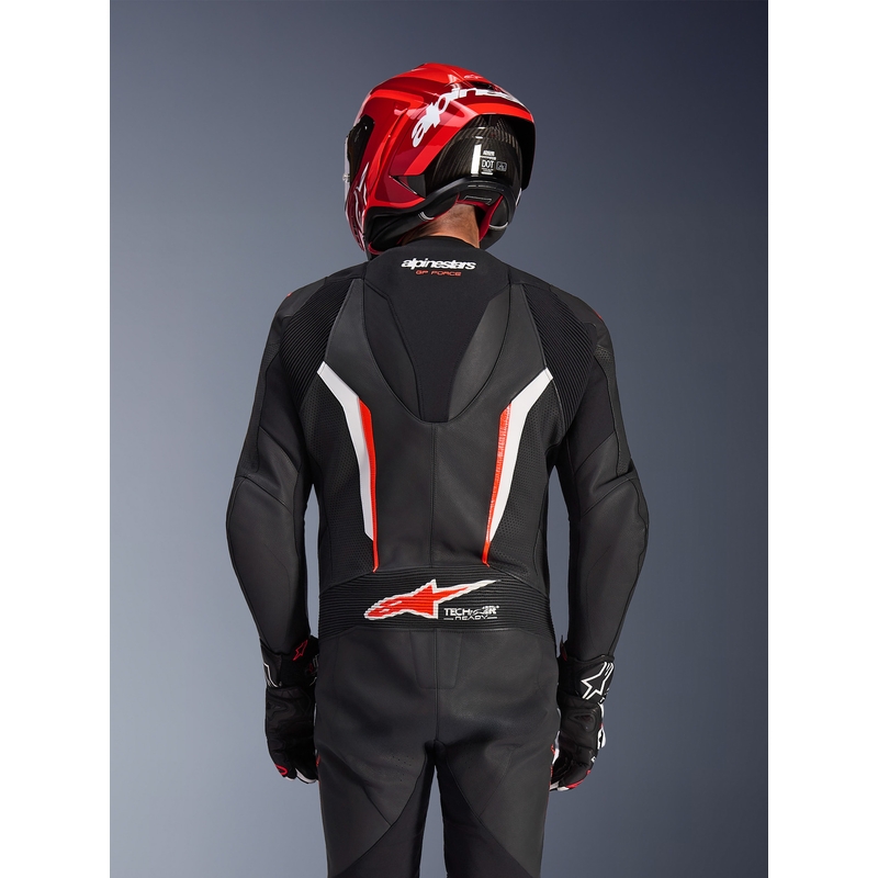 Tuta da moto intera Alpinestars GP FORCE V2 nera-bianca-rosso fluo