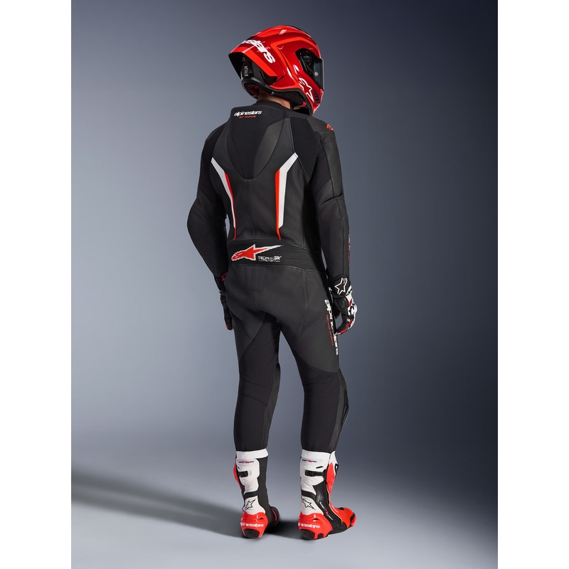 Tuta da moto intera Alpinestars GP FORCE V2 nera-bianca-rosso fluo