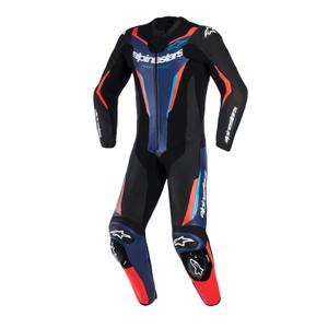 Tuta da moto intera Alpinestars GP FORCE V2 nero-blu-rosso fluo-