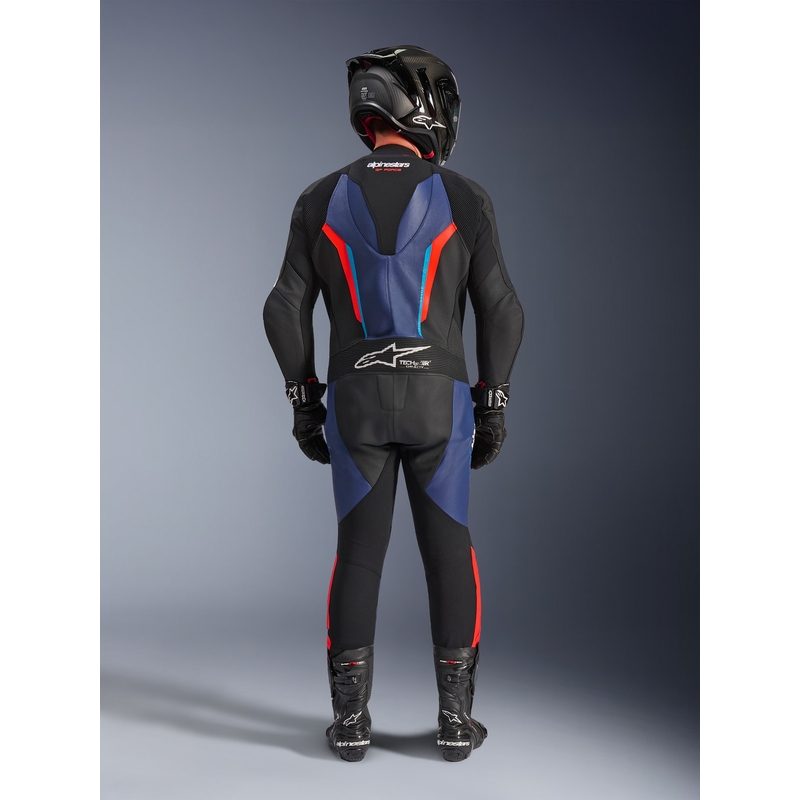 Tuta da moto intera Alpinestars GP FORCE V2 nero-blu-rosso fluo-