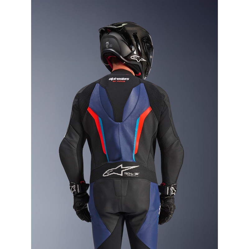 Tuta da moto intera Alpinestars GP FORCE V2 nero-blu-rosso fluo-