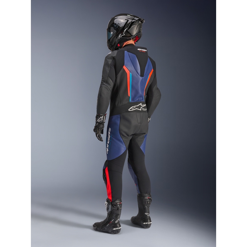 Tuta da moto intera Alpinestars GP FORCE V2 nero-blu-rosso fluo-