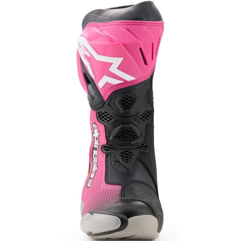 Stivali da moto Alpinestars Supertech R neri-bianchi-rosa-gialli