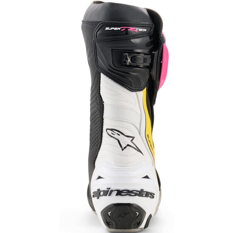Stivali da moto Alpinestars Supertech R neri-bianchi-rosa-gialli