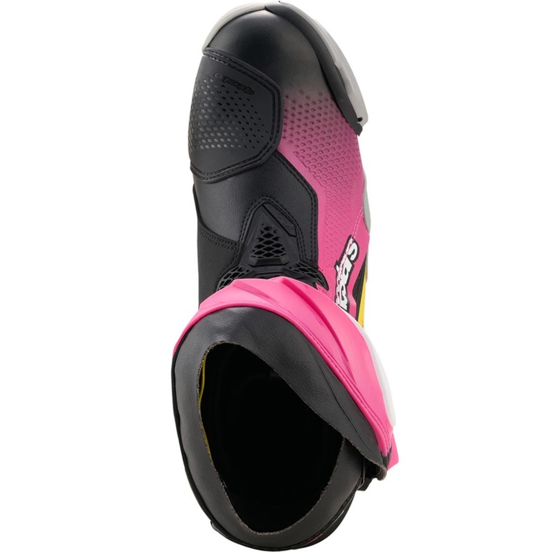 Stivali da moto Alpinestars Supertech R neri-bianchi-rosa-gialli