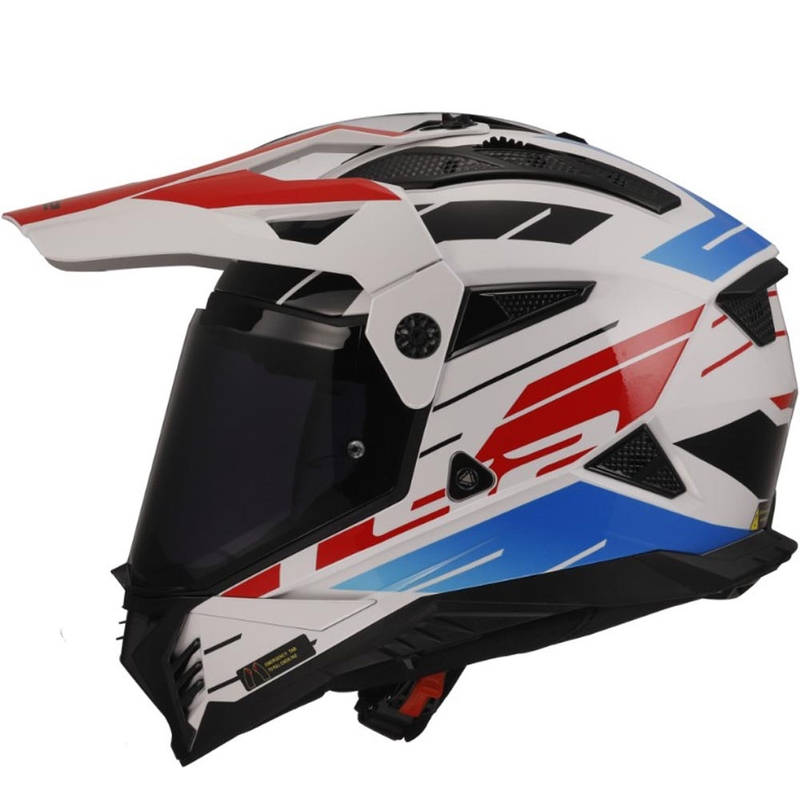 Casco da moto Enduro LS2 MX702 PIONEER II NAMIB bianco-blu-rosso