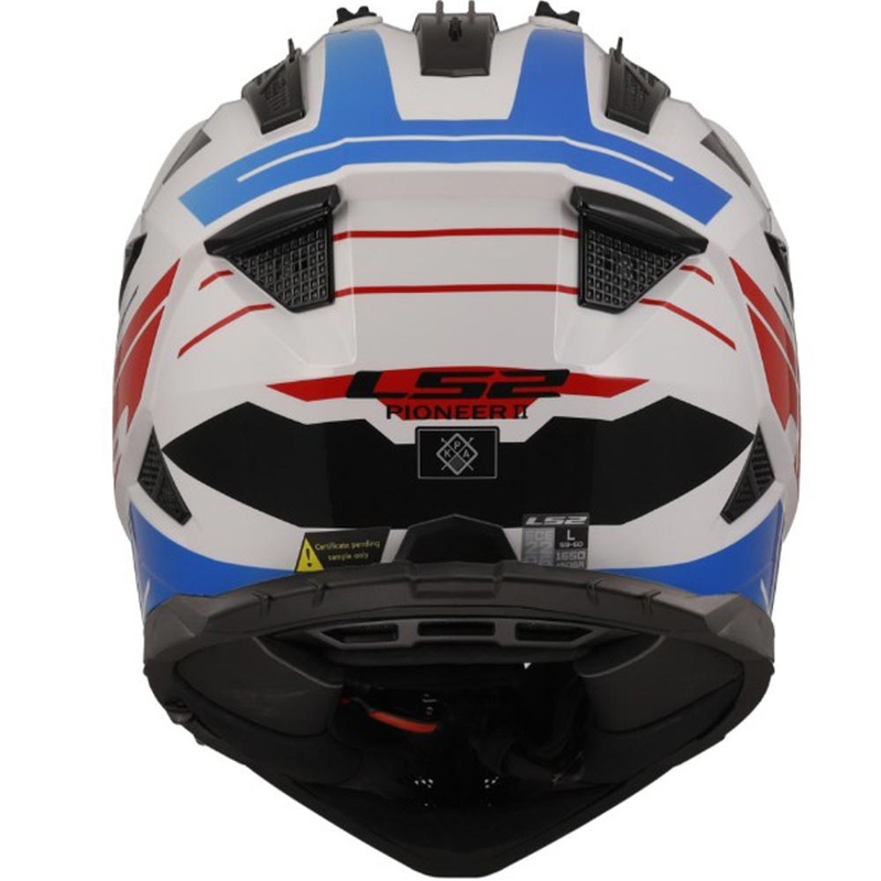 Casco da moto Enduro LS2 MX702 PIONEER II NAMIB bianco-blu-rosso