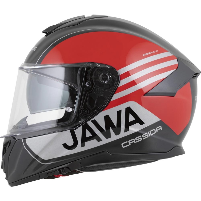 Casco integrale da moto Cassida Integral GT 2.1 Jawa Sport nero-rosso perla-argento